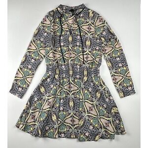 Aqua Women's Blue Floral Print Long Sleeve Dress Size XS